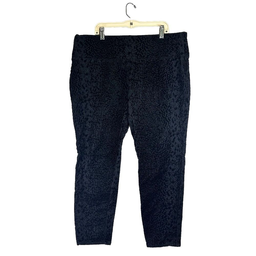 Burnt Out Velvet Whimsigoth Womens 16 P Black Pull On Skinny Pants Elastic Waist